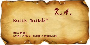Kulik Anikó névjegykártya